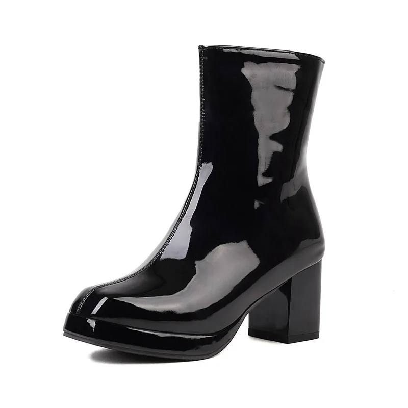 Yyvonne Yyvonne Size Boots Autumn And Winter New Women's Boots Square Head Thick Heel High Heel Ankle Boots Women's Shoes