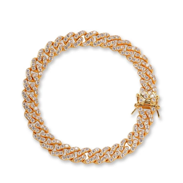 8MM Iced Out Cuban Link Bracelet Hip Hop Jewelry