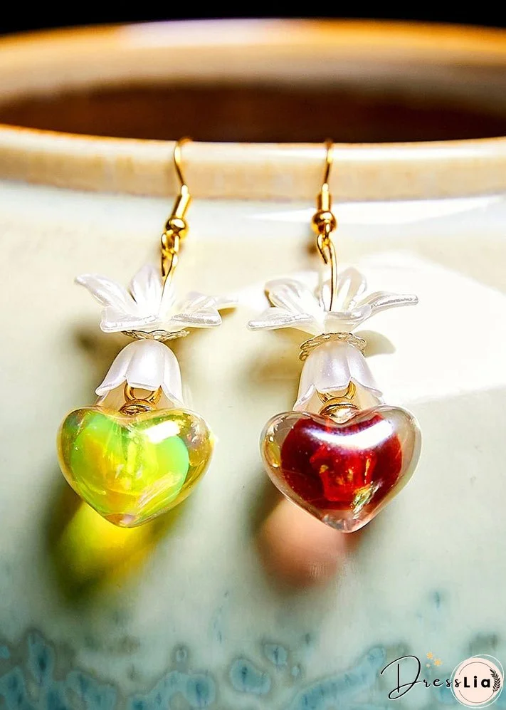 Handmade Multicolour Heart-shaped Asymmetric Acrylic Drop Earrings