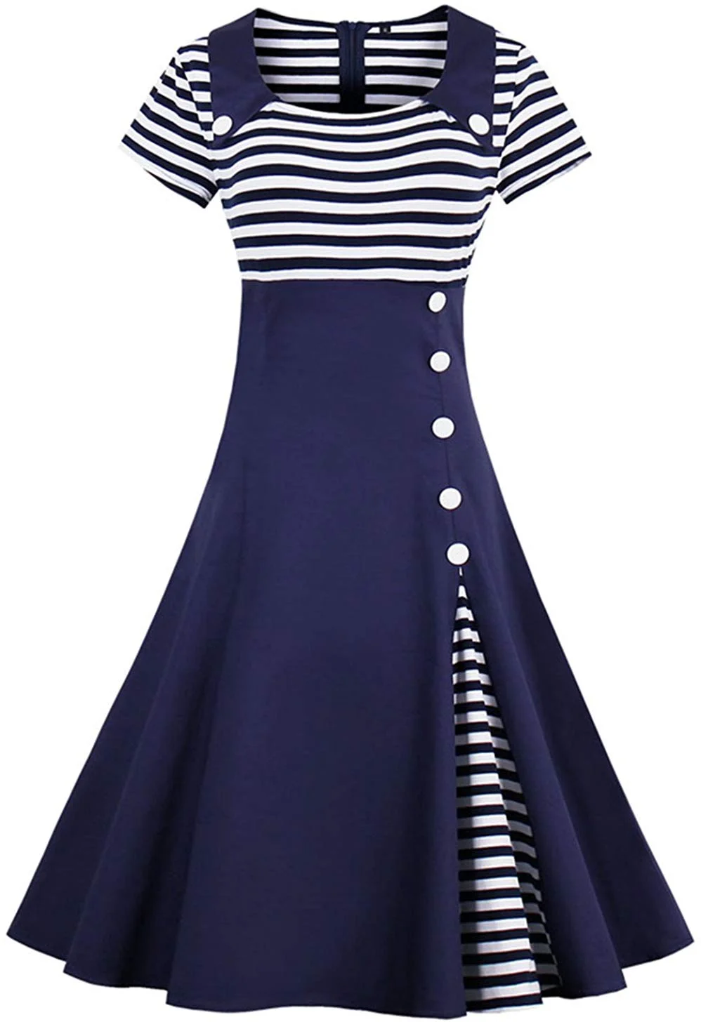 Women's Vintage Pin Up A Line Stripes Sailor Dress