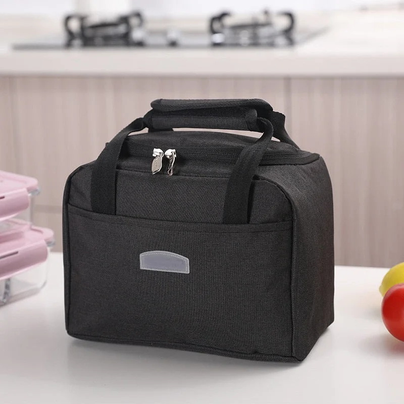 PURDORED 1 Pc Portable Large Lunch Bag Waterproof Food Picnic Lunch Box Bag Insulated Women Cooler Bags Fresh Bento Food Pouch