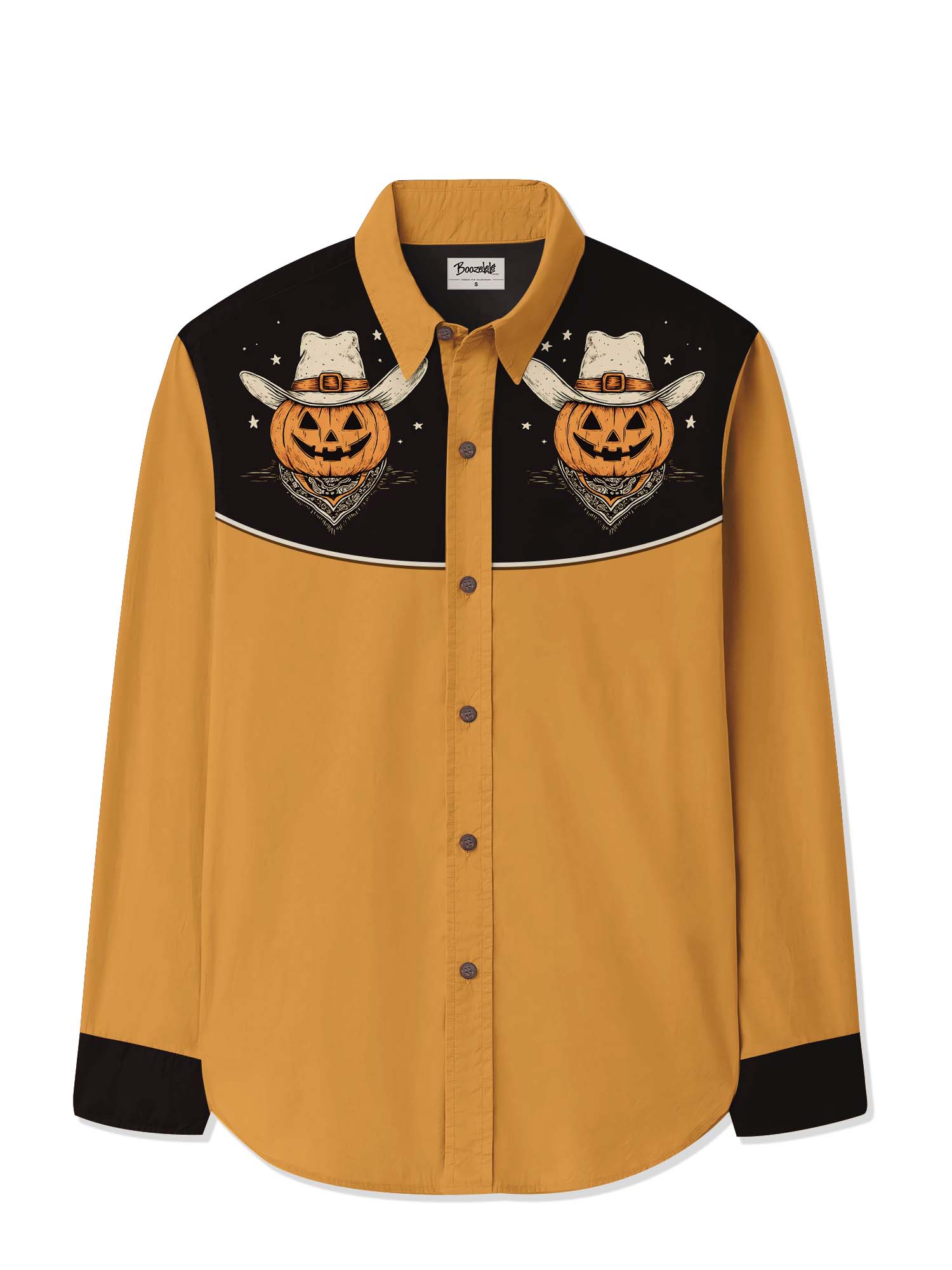 Halloween Pumpkin Cowboy - 100% Cotton Long Sleeves Shirt