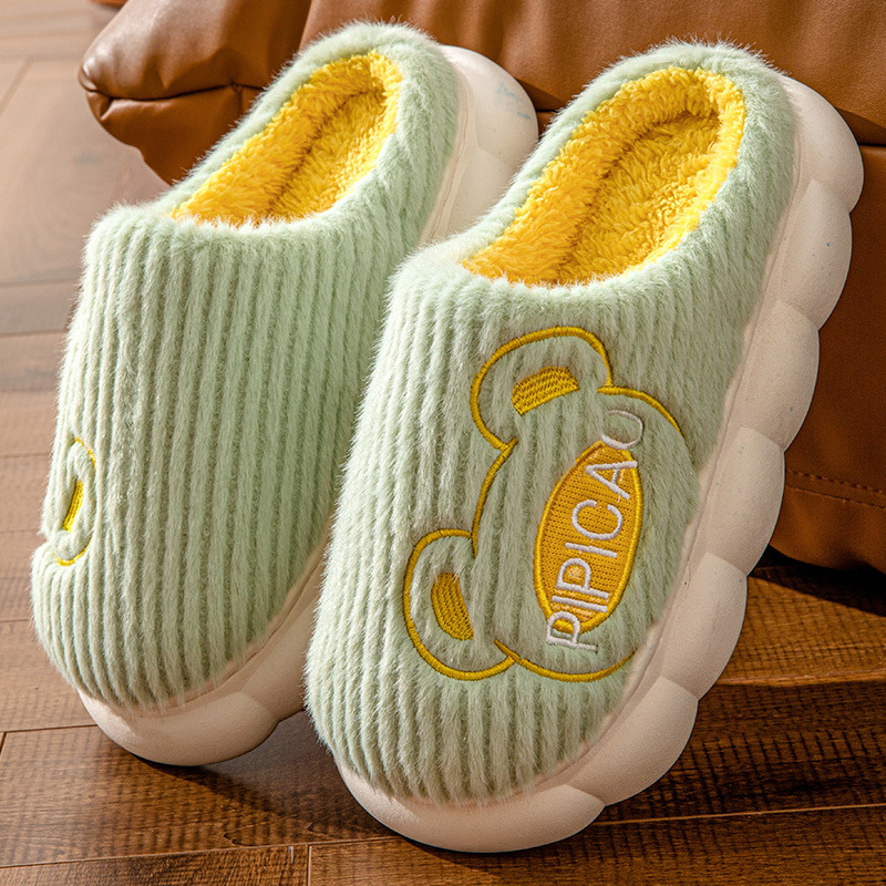 Female Cotton Slippers Winter Men Thick Bottom Indoor Home Non-slip Flats Couple Lightweight Non-slip Comfortable Casual Shoes