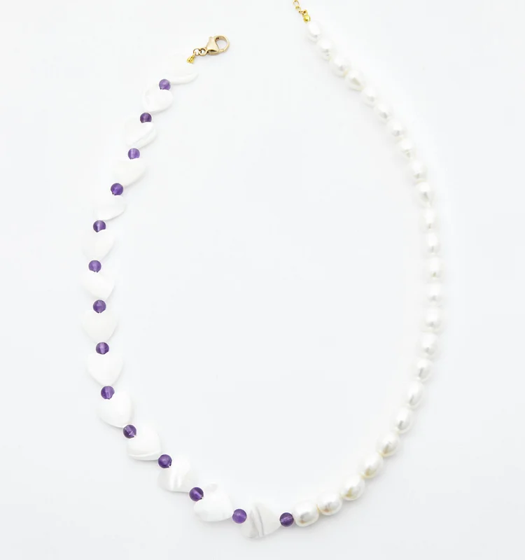 Amethyst & Pearl Choker Necklace