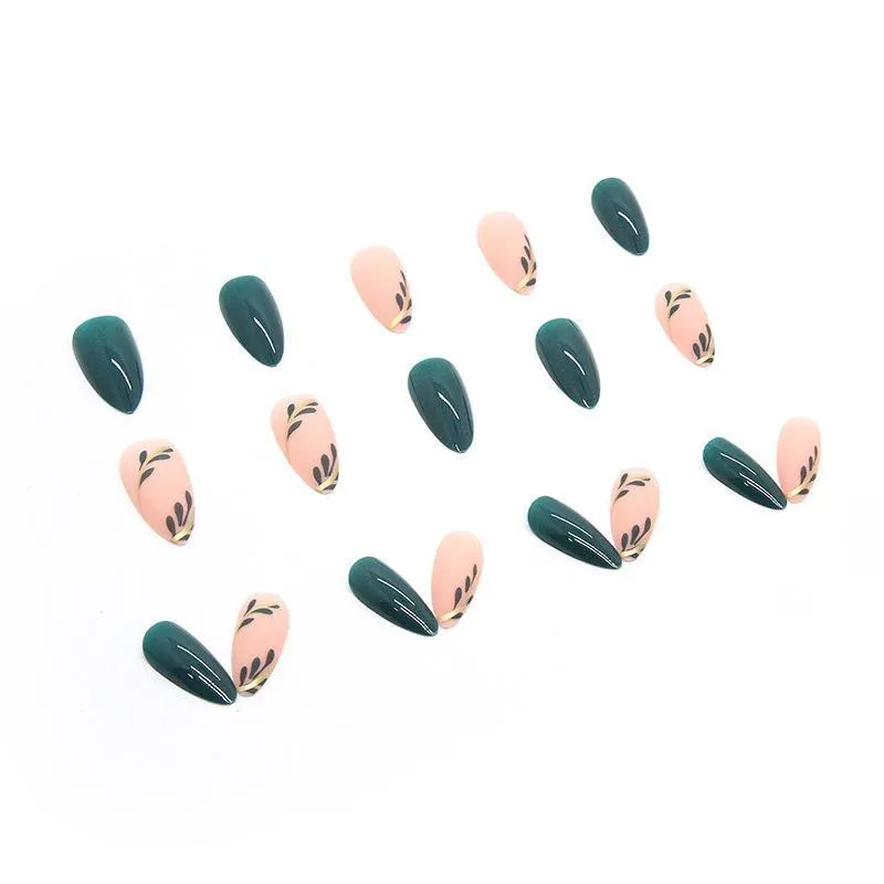 Churchf Ins Wind Small Fresh Frosted Nail Wear Armour Contracted Green Leaf Wear Nail Nail Patch Nail
