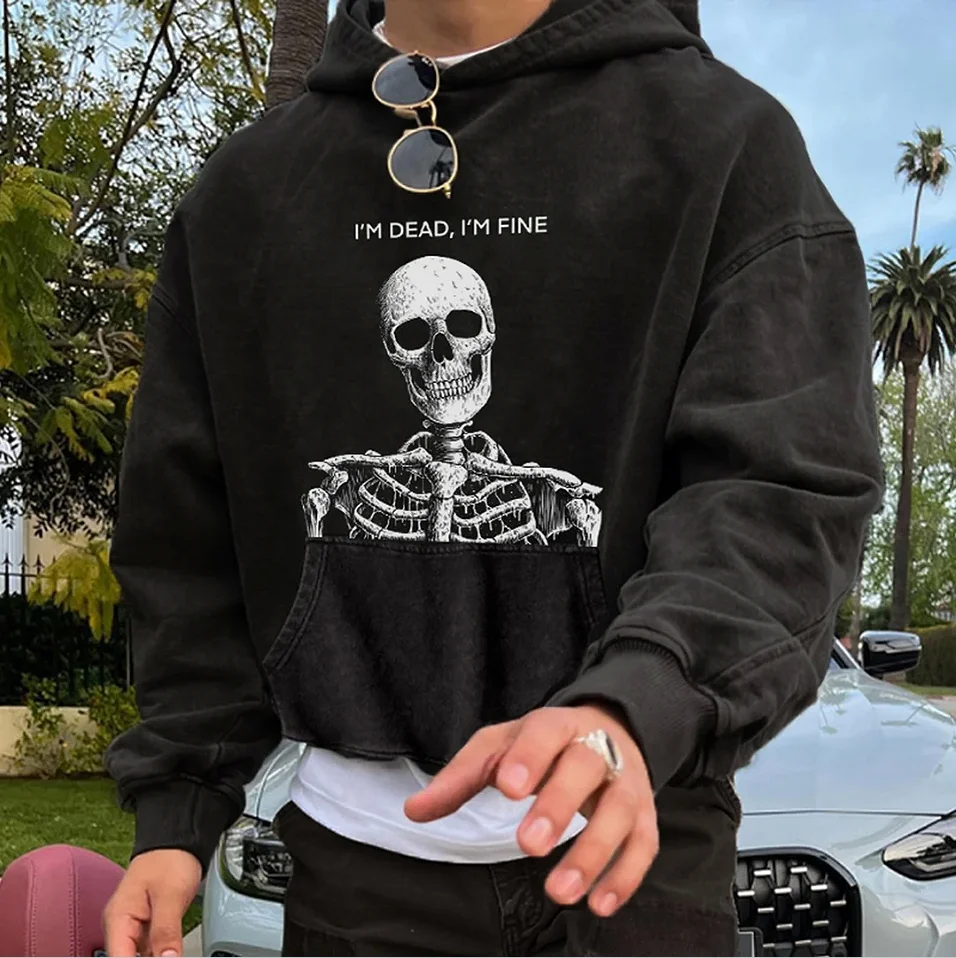 I'm Dead, I'm Fine Printed Men's Hoodie