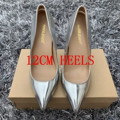 2019 Fashion Women Shoes Gold Patent Leather Wedding Woman Shoes Sexy Stilettos High Heels 12cm/10cm/8cm Pointed Toe Women Pumps