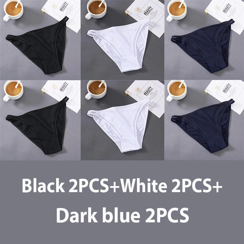 6PCS/Set Sexy Women Panties Hollow Lace Underwear Female Panties Underpants Women Low Rise Lingerie Solid Color Cotton Pantys