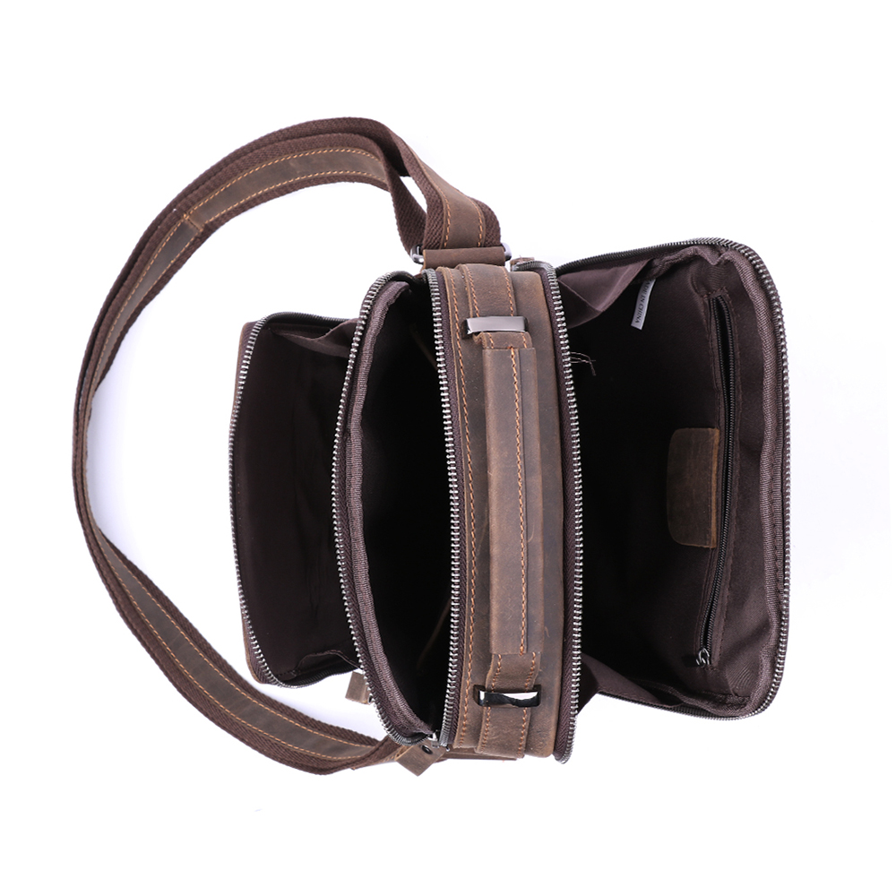 Men's messenger bag casual retro large capacity genuine leather bag