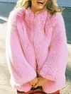 Fashion Solid Color Faux Fur Long Sleeves Warm Coat