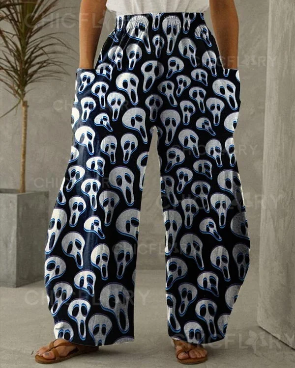 Women's Halloween Skull Print Pants
