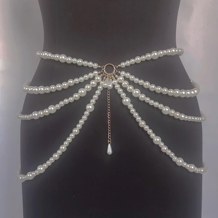 3D Flower Detachable Pearl Strap Bikini Swimsuit and Skirt Flaxmaker