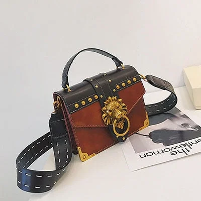 Luxury Handbags Famous Brand Shoulder Bags Designer Female Lion Head Lock Women PU Leather Messenger Crossbody Bags Clutch Sac
