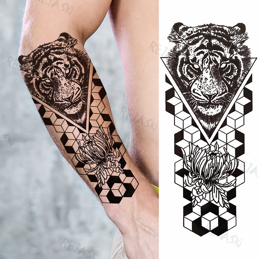 Gangster Wolf Temporary Tattoo For Women Men Death Skull Fake Tattoos Sticker DIY Harajuku Mermaid Waterproof Tatoo Body Art Arm