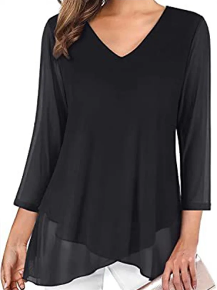 Women's Plus Size Tops Blouse Shirt Solid Color Floral Lace Long Sleeve Crew Neck Basic Casual Daily Weekend Polyester Winter Fall Black Purple