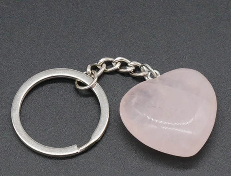 Minimalist Heart Shape Natural Stone Polishing Crystal Keychain