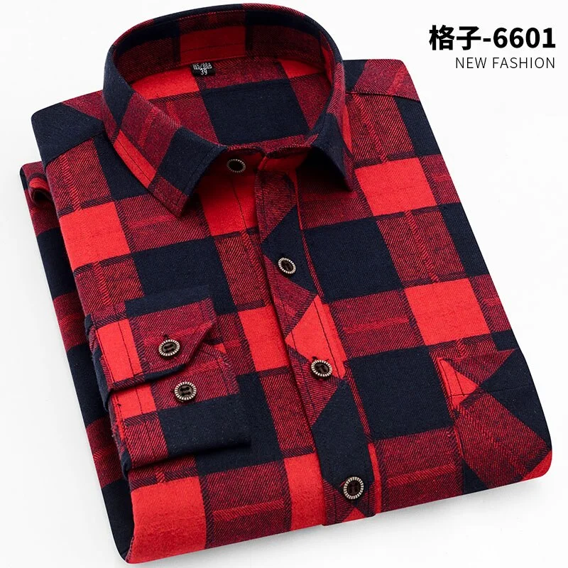 Brand Men's Shirts 2019 Spring Autumn New Male Casual Shirts Cotton Flannel Plaid Long Sleeve Shirt High Quality Clothes Camisa