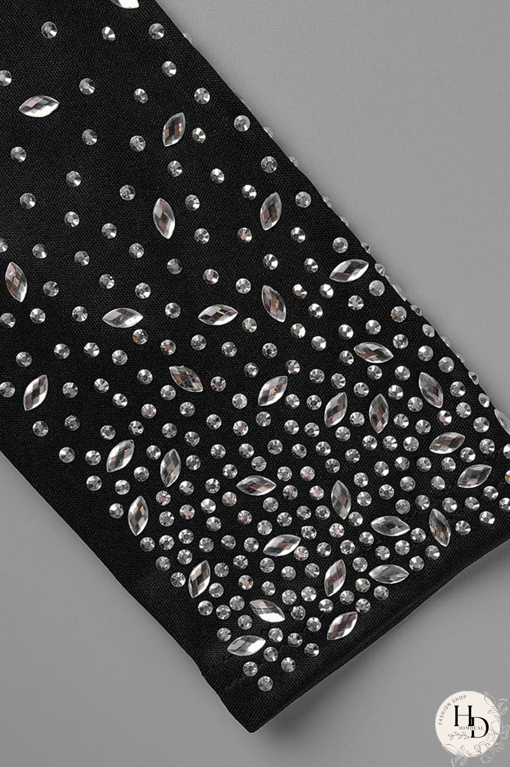 Black Fashion Sexy Patchwork Hot Drilling Hollowed Out Backless V Neck Long Sleeve Dresses