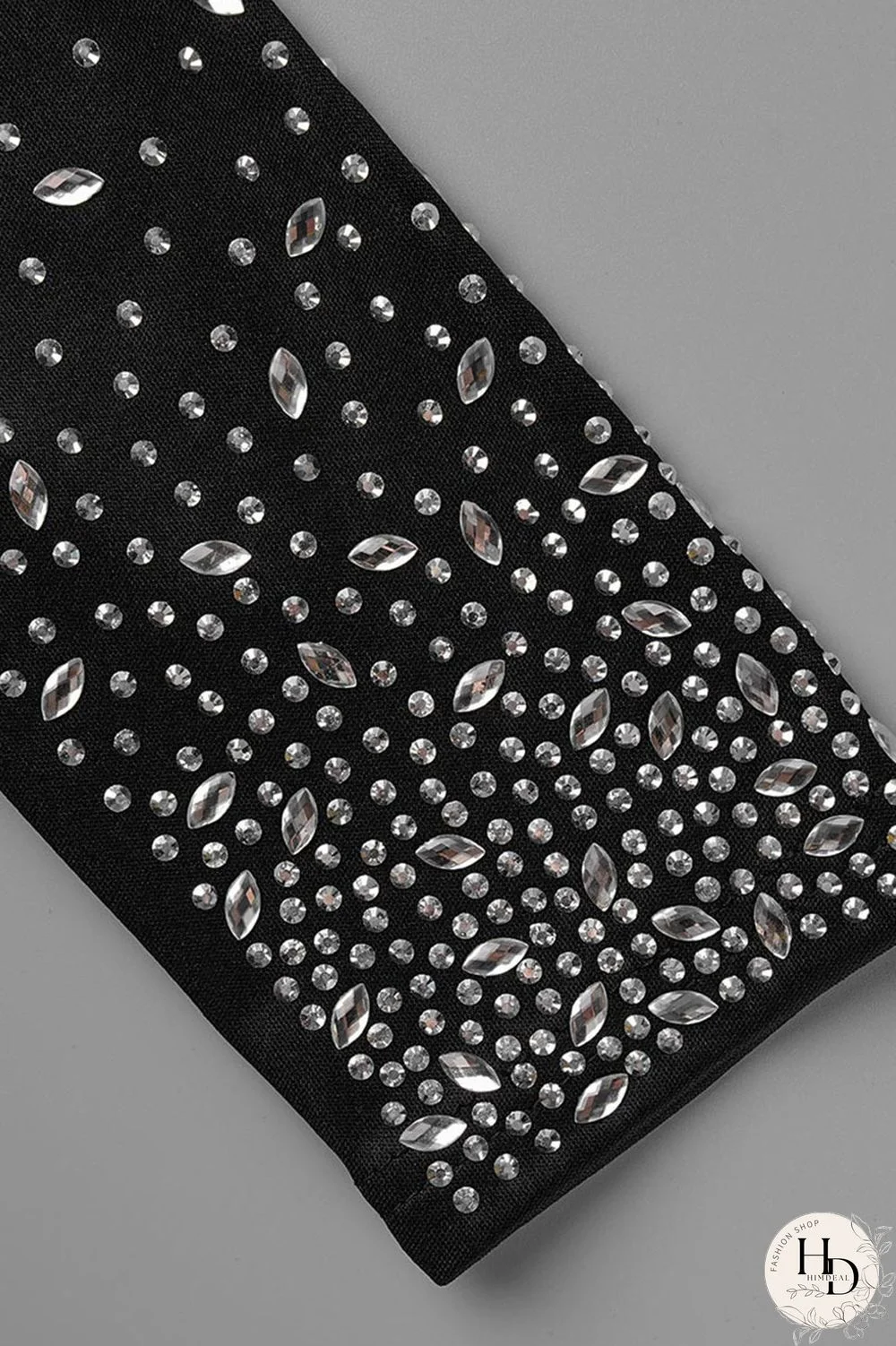 Black Fashion Sexy Patchwork Hot Drilling Hollowed Out Backless V Neck Long Sleeve Dresses