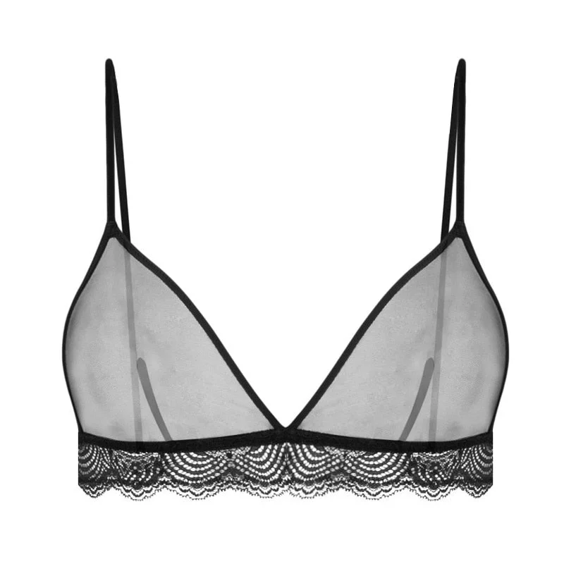 Transparent Bra for Women Thin Mesh See Through Bralette Underwear Comfortable Lace Wire Free Secret Brassiere Erotic Lingerie