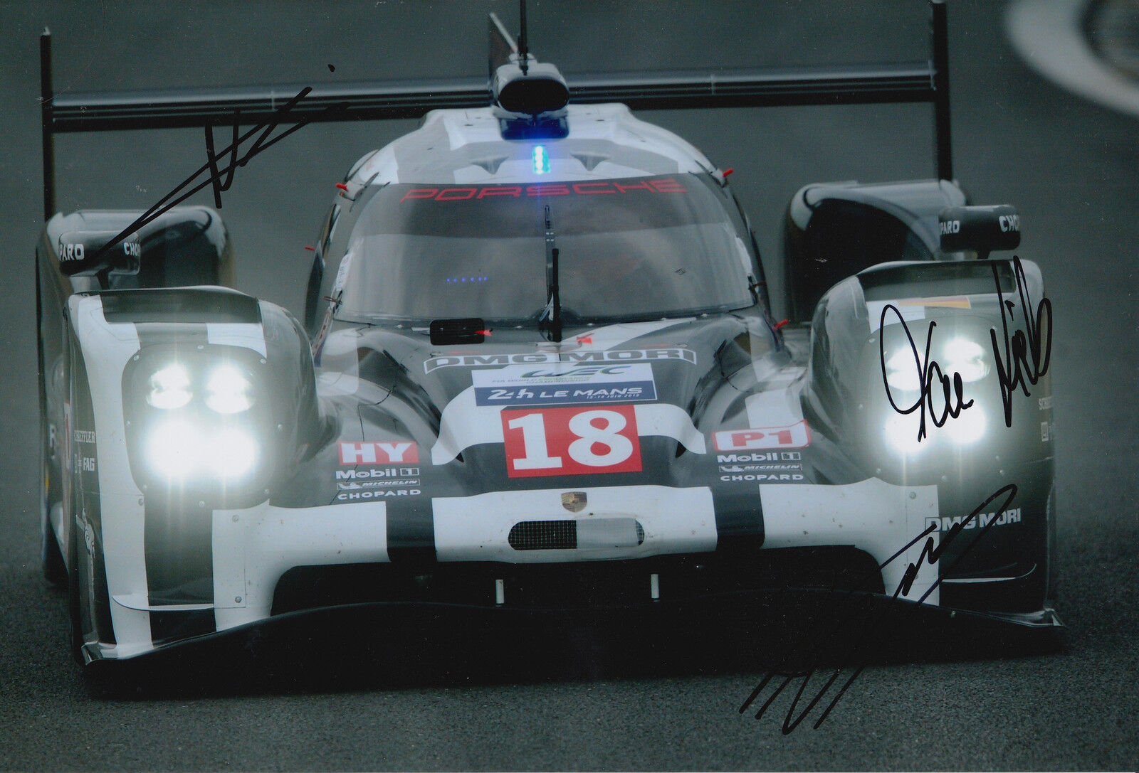 Dumas, Jani, Lieb Hand Signed Black Porsche 919 Photo Poster painting 12x8 Le Mans 3.