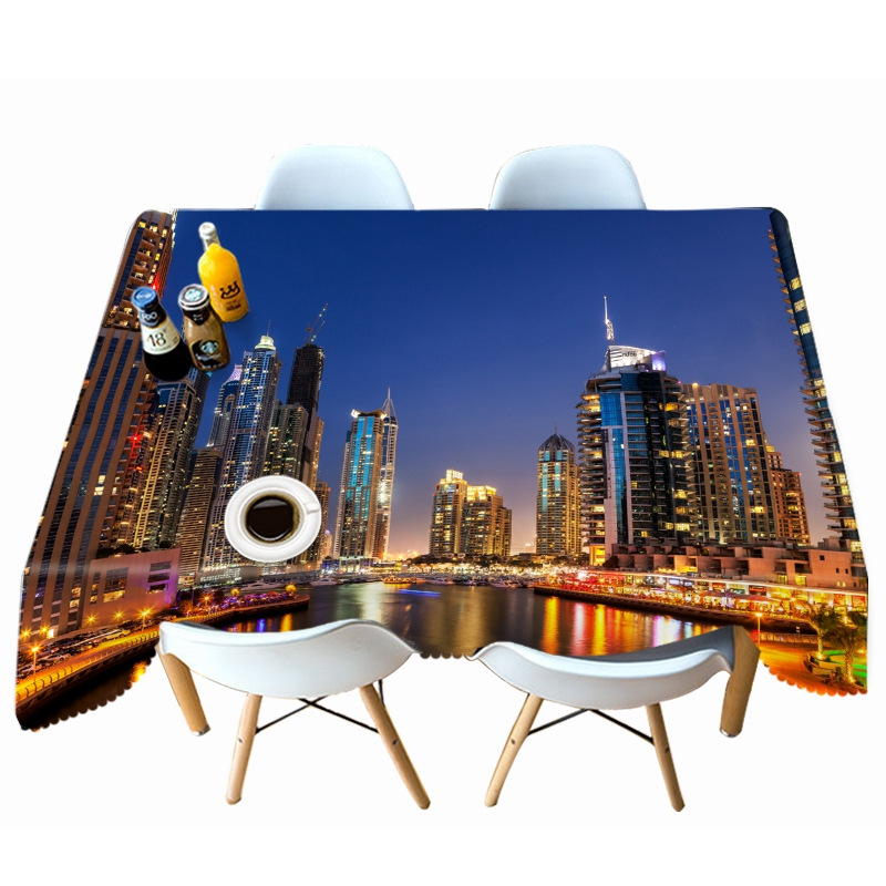 

Harbour City Nightscape - 3D Tablecloth, 140*140cm, 501 Original