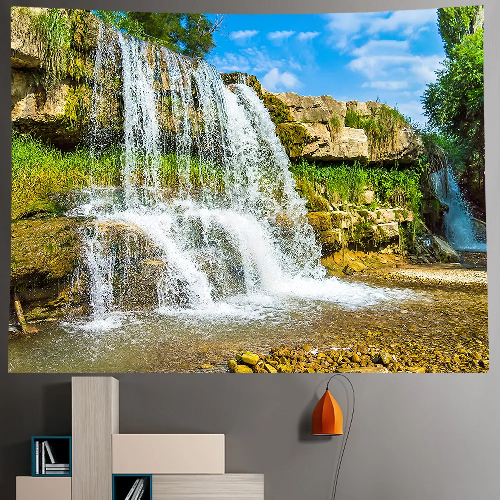 Nigikala waterfall forest home art tapestry Hippie Bohemian decoration large bed sheet background wall sofa blanket