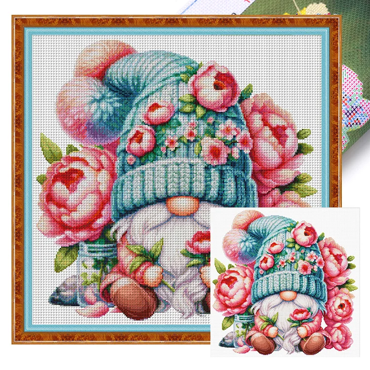 『Spring Brand』Dwarf - 16CT Stamped Egyptian Cotton Thread Cross Stitch(45*45cm)(89Colors）