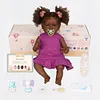 Silicone Realistic Newborn Caramel Skin Black Baby Girl Dolls 22 Inch For Gift 