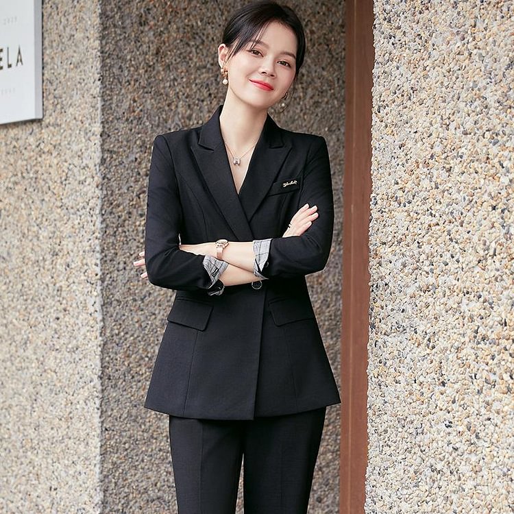 Women Pants Suit Uniform Designs Formal Style Office Lady Bussiness Attire Fashion White Two-Piece Suit