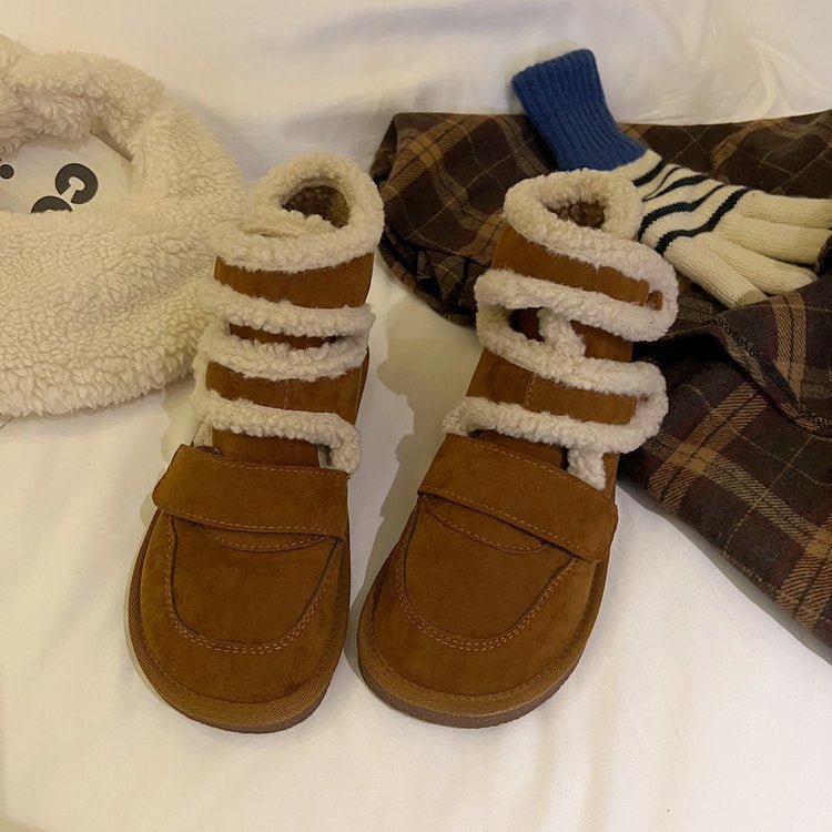 Vintage Fashion Artificial Short Plush Flats Boots Shoes