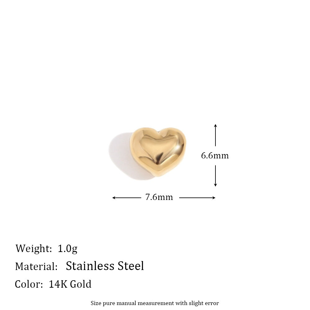 5 Pieces Fashion Irregular Heart Stainless Steel 18K Gold Plated Jewelry Making