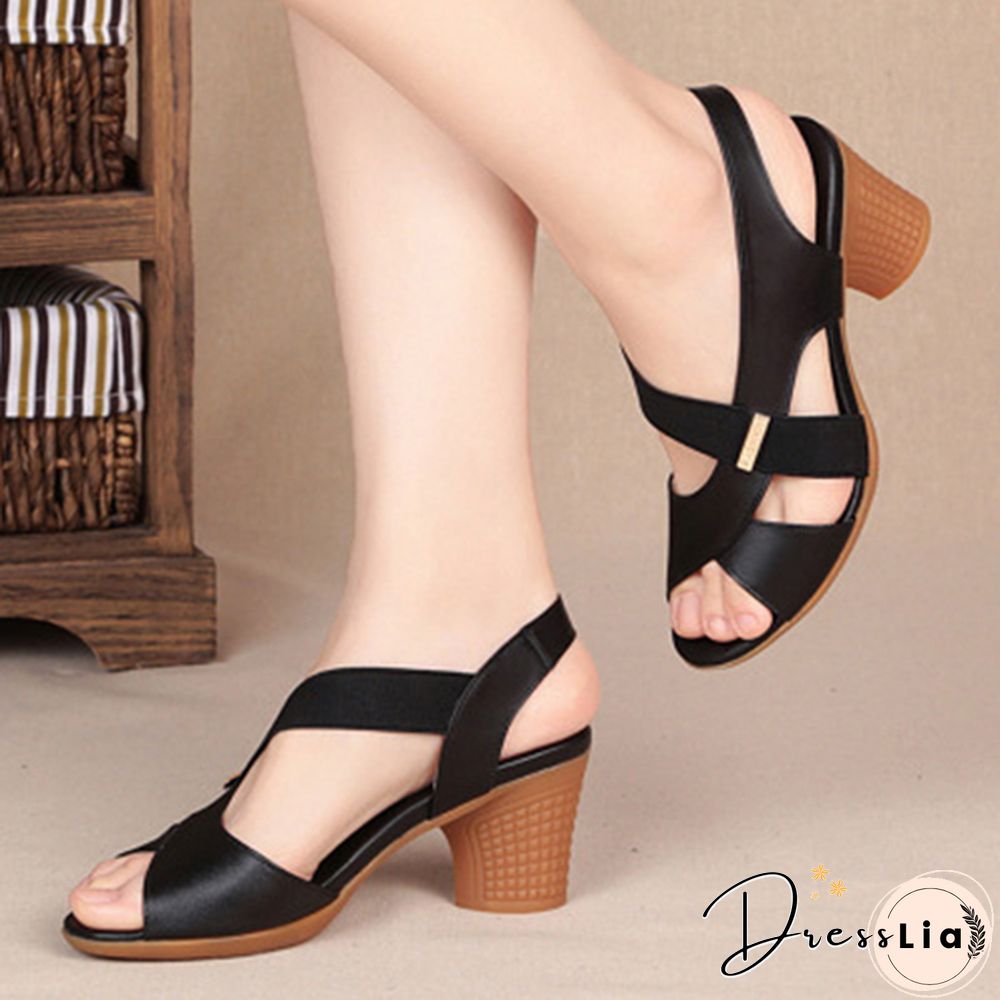 Pofulove Women Ankle Strap Sandals Peep Toe High Heels Rome Summer Women's Thick Heel Comfortable Shoes Ladies Fashion Footwear