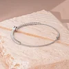 14K White Gold Round Lab Diamond Adjustable Chain Bracelet with A Millegrain Bezel 6mm Center Stone