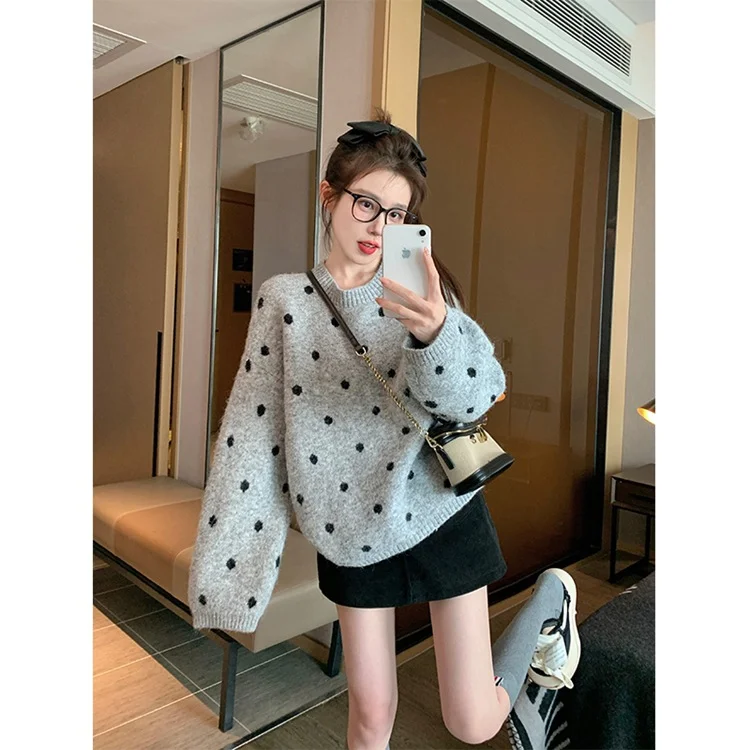 Athvotar Athvotar Wave Nods Sweater Women 2025 New Autumn And Winter Thick Loose Leisure Lazy Wind Inside The Knitting Shirt