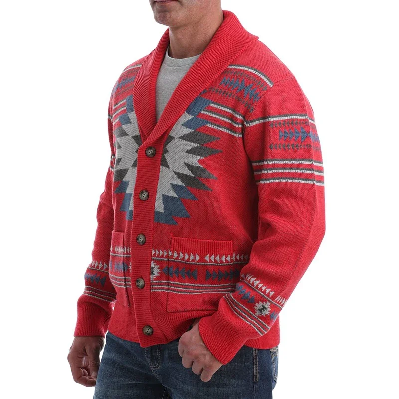 Men's Vintage Graphic Knit Cardigan Jacket