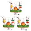 Resin Bunny Campfire Flickering Night Light Plug Into Wall Easter Decoration(US)