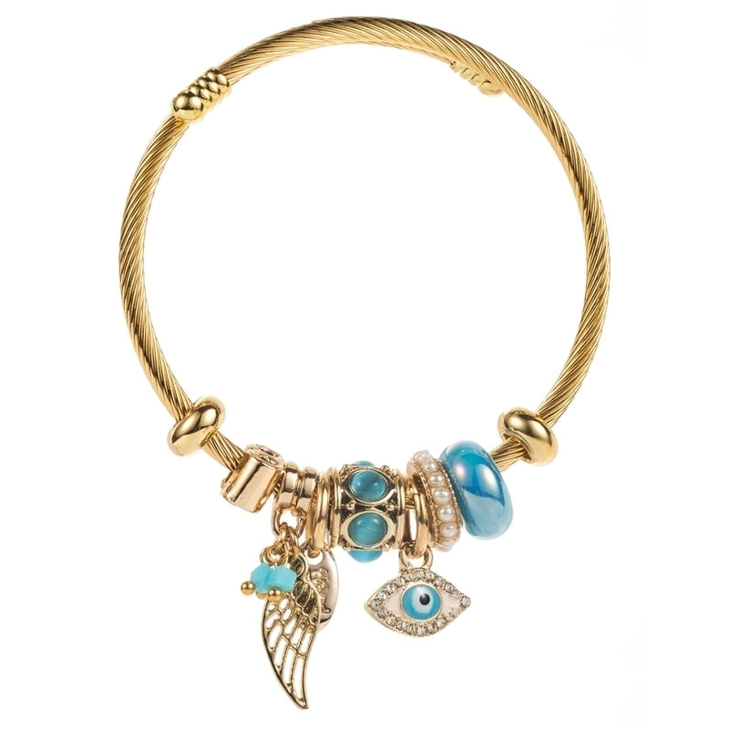 Casual Vacation Eye Gold Plated Rhinestones 304 Stainless Steel Alloy Bangle