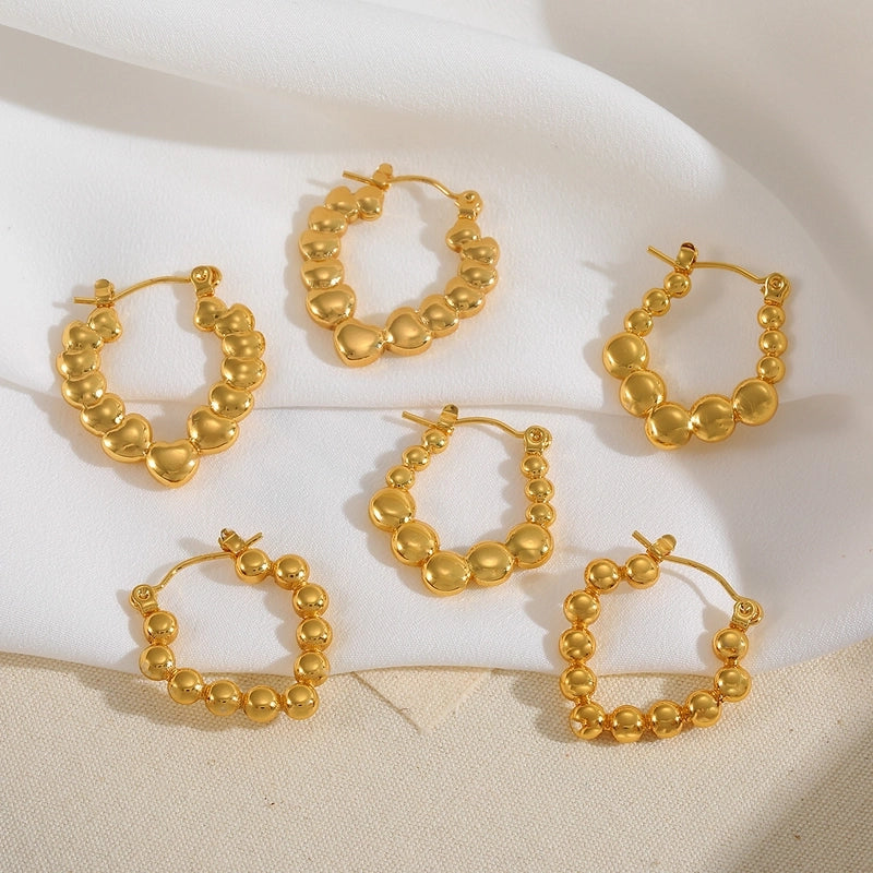 1 Pair Basic Minimalist Irregular Geometric Heart Shape Plating 304 Stainless Steel 18K Gold Plated Earrings