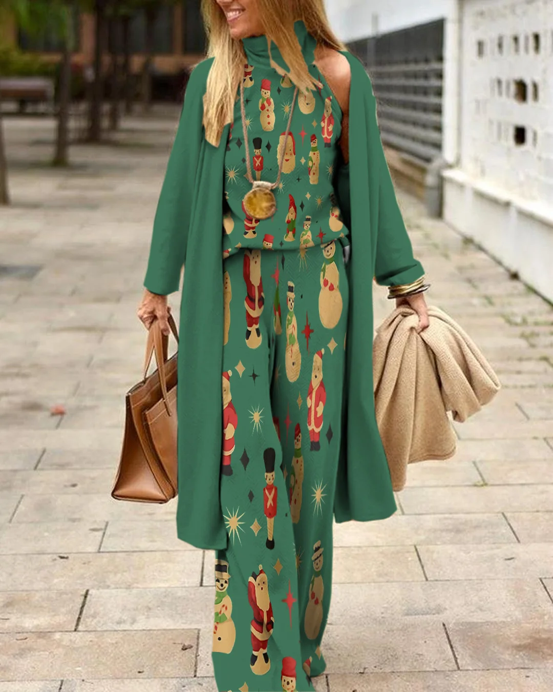 Herringbone Sweater Three-Piece Suit b549