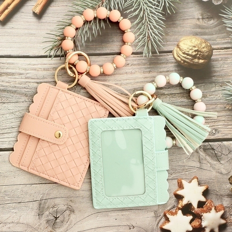 Ethnic Style Minimalist Rhombus Pu Leather Tassel Inlay Rhinestones Keychain