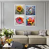 4pcs 5Diamond Painting -DIY Round Drill Flowers in The Wall