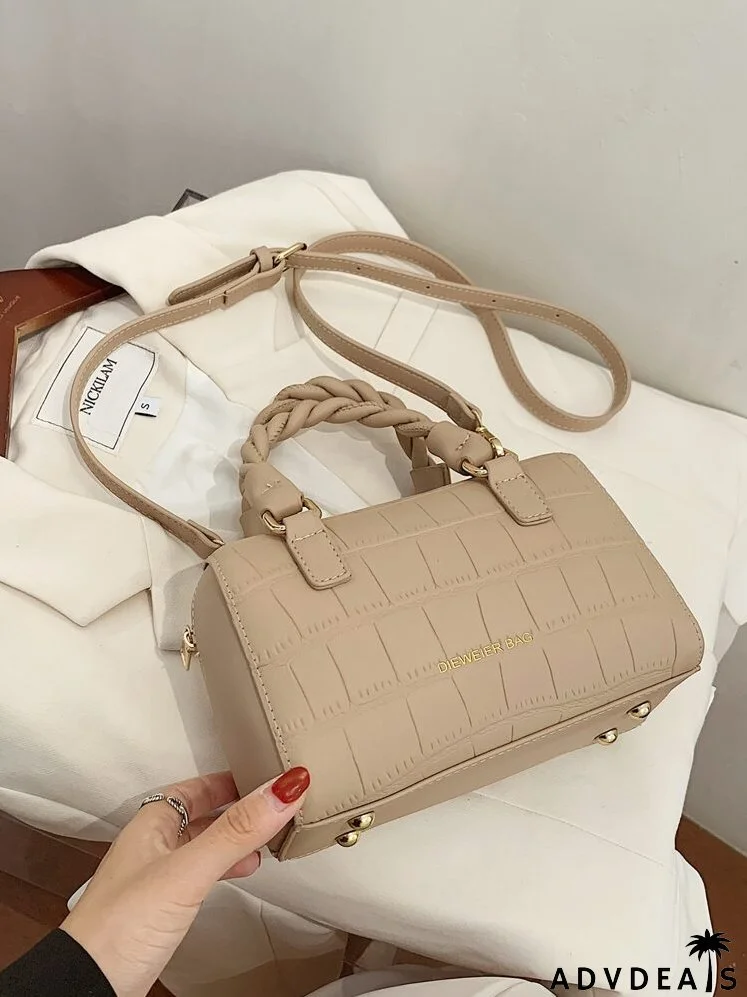 Croc Embossed Satchel Bag