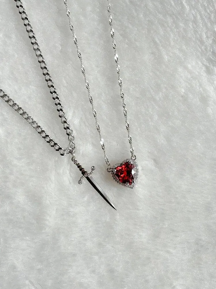 Sword and Heart Couple Necklaces