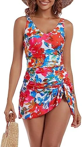 One Piece Tummy Control Swimdress for Women 