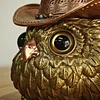 Vintage Handmade Brass/Sterling Silver Owl Storage Jar