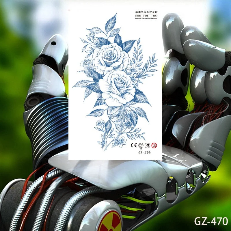 Temporary Waterproof Tattoos Stickers Creative Necklace Flower Juice Ink Lasting Girls Arm Neck Back Waist Buttocks Fake Tatoo