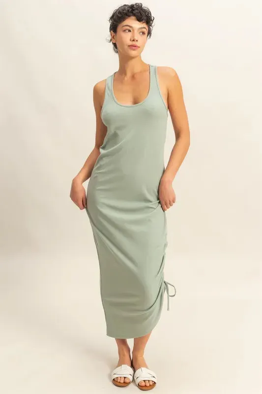 HYFVE Scoop Neck Side Tie Detail Midi Dress