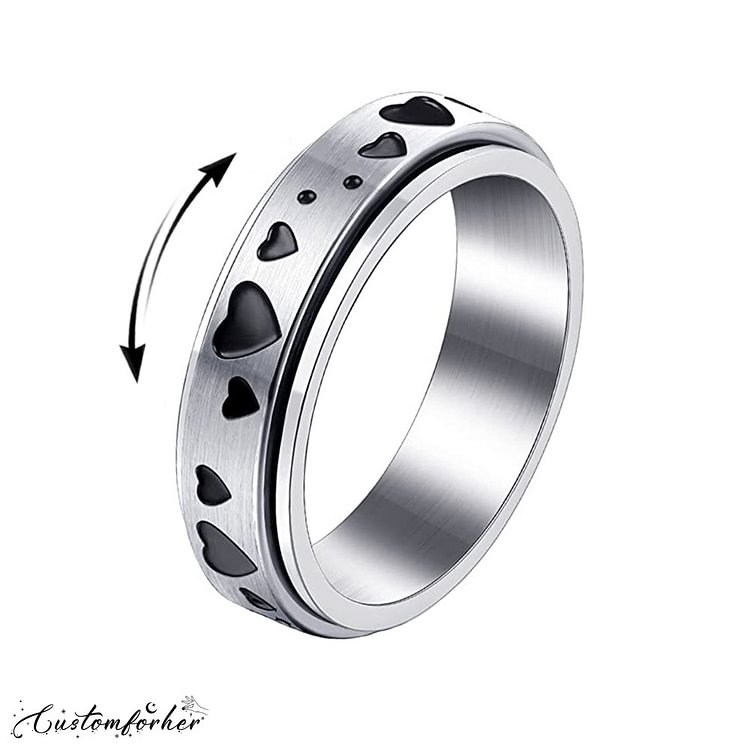 Peach Heart Love Rotating Stainless Steel  Ring
