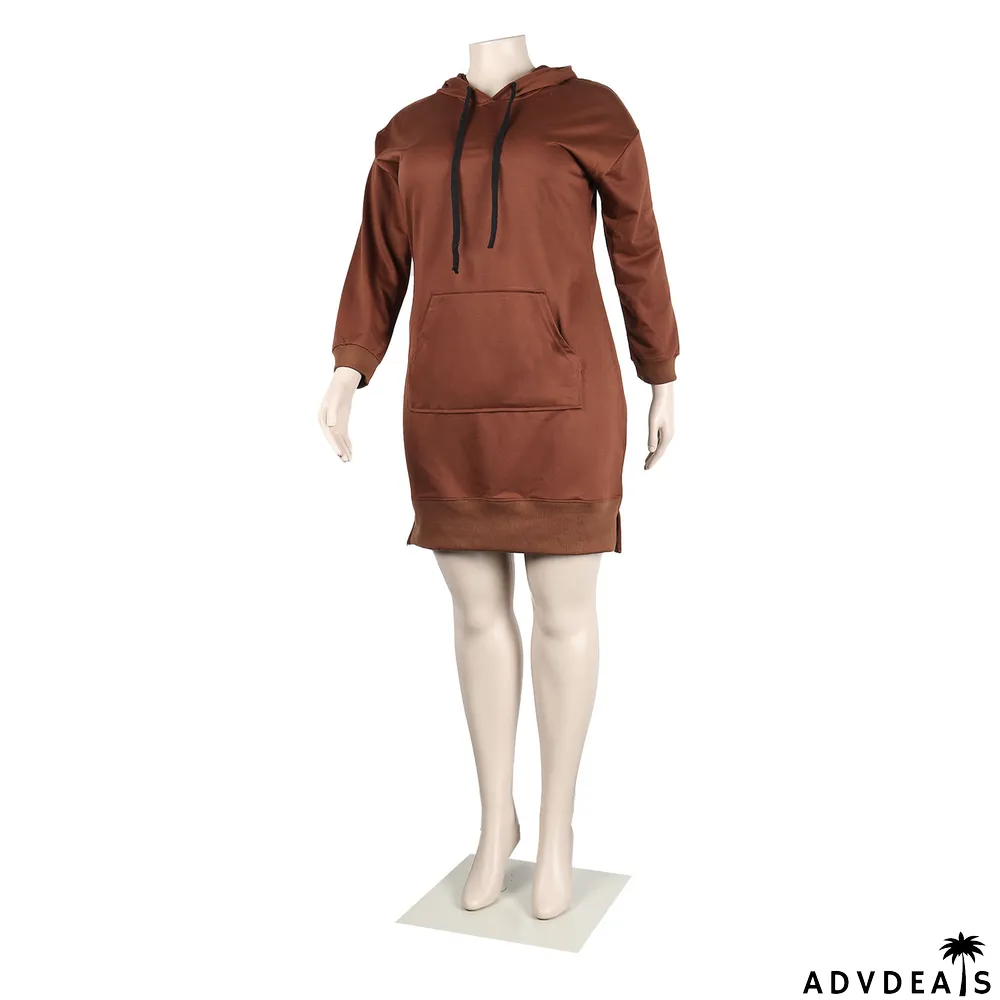 Womens Sexy Casual Solid Long Sleeve With Hood Slit Dress